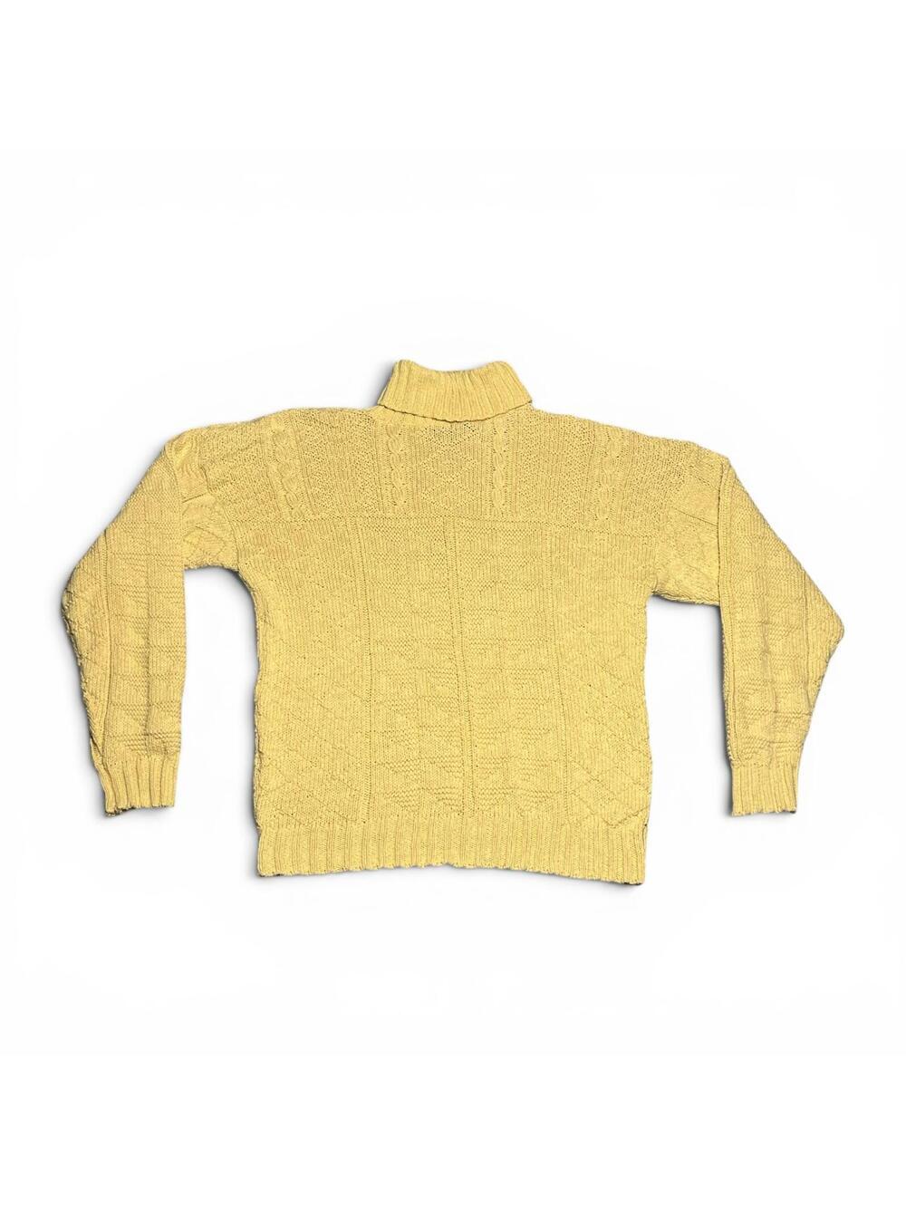 Vintage LizWear Yellow 100% Cotton Knit Turtleneck Sweater Small